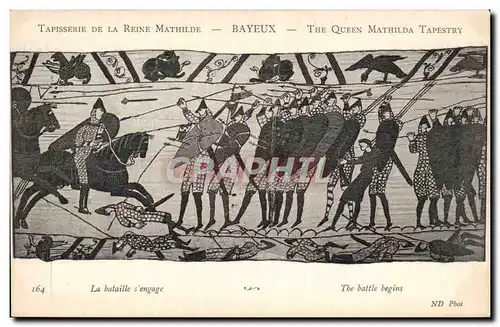 Cartes postales Bayeux Tapisserie de la Reine Mathilde La bataille s&#39engage