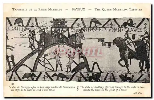 Ansichtskarte AK Bayeux Tapisserie de la Reine Mathilde Le duc de Bretagne offre en hommage au duc de Normandie l