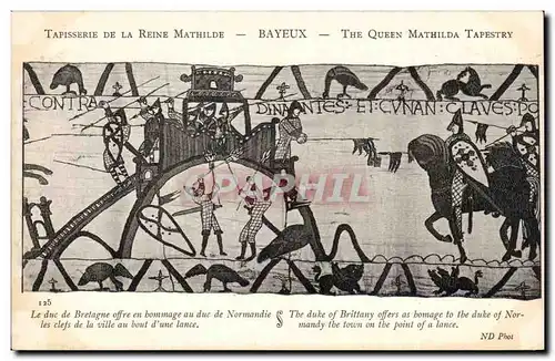 Cartes postales Bayeux Tapisserie de la Reine Mathilde Le duc de Bretagne offre en hommage au duc de Normandie l