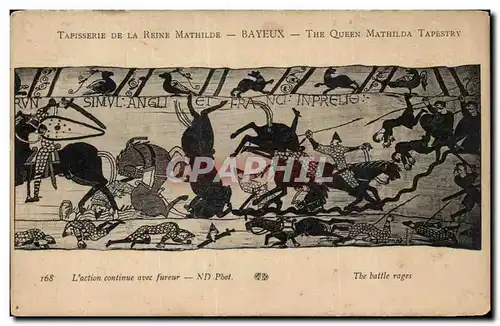 Cartes postales Bayeux Tapisserie de la Reine Mathilde L&#39action continue avec fureur