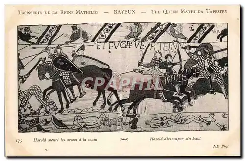 Cartes postales Bayeux Tapisserie de la Reine Mathilde Harold meurt les armes a la main