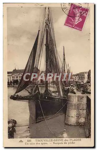 Cartes postales Trouville Reine des plages Un coin des quais Barques de peche