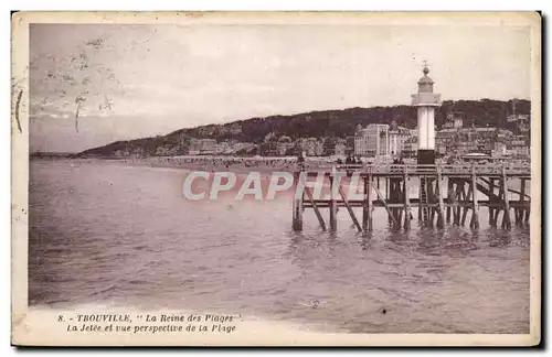 Ansichtskarte AK Trouville La reine des plages La jetee et vue perspective de la plage Lighthouse Phare