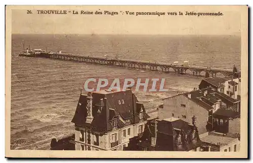 Ansichtskarte AK Trouville La reine des plages Vue panoramique vers la jetee promenade