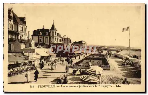 Ansichtskarte AK Trouville Les nouveaux jardins vers le Topsy