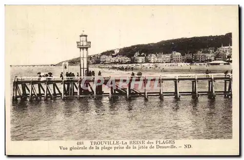 Cartes postales Trouville Vue generale de la plage prise de la jetee de Deauville