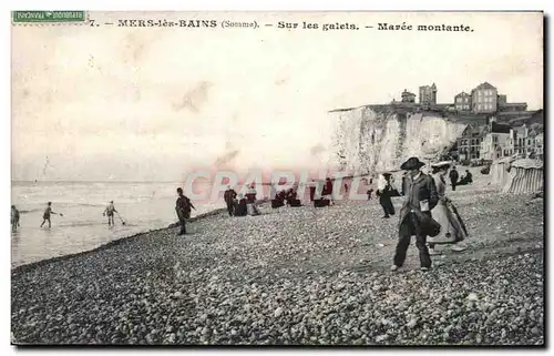 Cartes postales Mers les Bains Sur les galets Maree montante