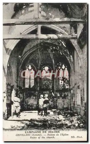 Cartes postales Grivillers Ruines de l'eglise