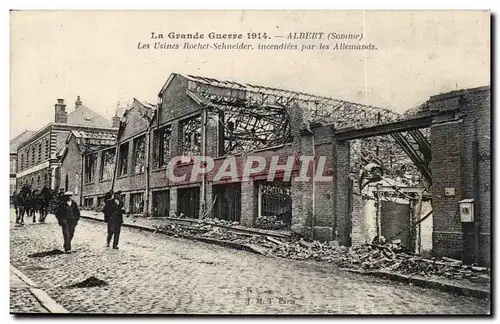 Cartes postales Albert Les usines Rochet Schneider incendiees par les allemands