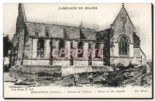 Cartes postales Herleville Ruines de l'eglise