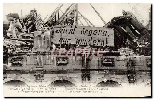 Cartes postales Peronne Ecriteau allemand sur l&#39hotel de ville