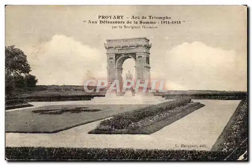 Ansichtskarte AK Proyart Arc de triomphe Aux defenseurs de la Somme 1914 1918 Gourdon