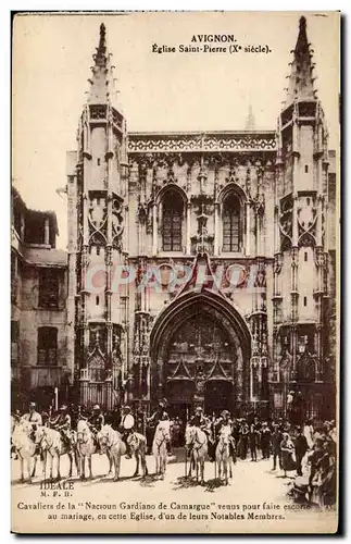 Cartes postales Avignon Eglise Saint Pierre Cavaliers de Naciun Gardiano de Camargue