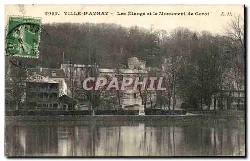 Cartes postales Ville d'Avray Les etangs et le monument de Corot