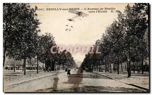 Cartes postales Neuilly sur Seine L&#39avenue de Neuilly vers l&#39etoile Avion Aeroplane