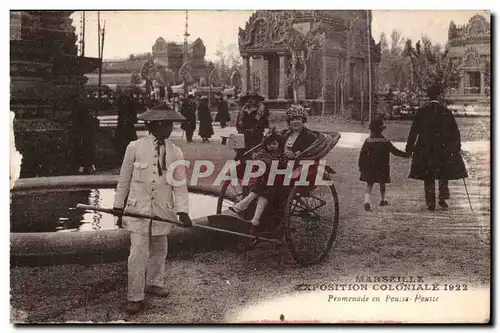 Ansichtskarte AK Marseille Exposition coloniale 1922 Promenade en Pousse Pousse