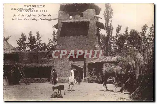 Cartes postales Marseille Exposition coloniale 1922 Palais de l&#39&#39Afrique occidentale Interieur d&#39un vil