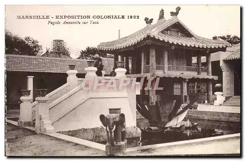 Cartes postales Marseille Exposition coloniale 1922 Facade Annamite sur l&#39eau Elephant