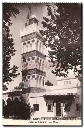 Cartes postales Marseille Exposition coloniale 1922 Palais de l&#39Algerie Le Minaret