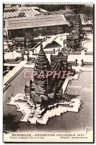 Cartes postales Marseille Exposition coloniale 1922 Temple d&#39Angkor Vat et le lac