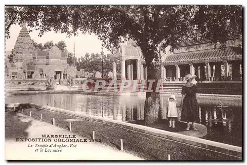 Cartes postales Marseille Exposition coloniale 1922 Temple d&#39Angkor Vat et le lac sacre