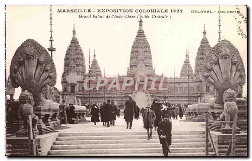 Ansichtskarte AK Marseille Exposition coloniale 1922 Grand palais de l&#39indochine (allee centrale)