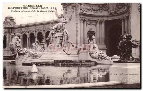 Cartes postales Marseille Exposition coloniale 1922 Fontaine monumentale du grand palais