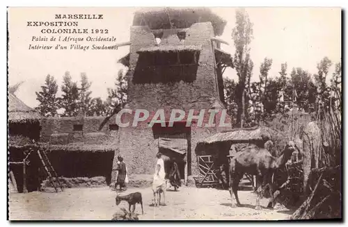 Cartes postales Marseille Exposition coloniale 1922 Palais de l&#39Afrique occidentale Interieur d&#39un village