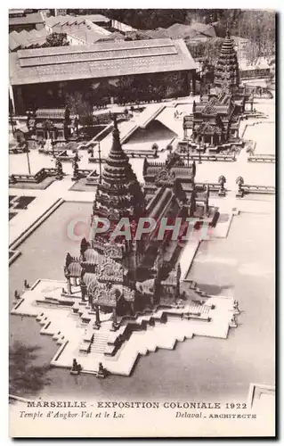 Cartes postales Marseille Exposition coloniale 1922 Temple d&#39Angkor Vat et le lac