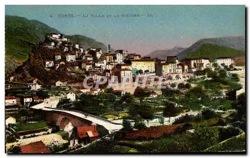 Ansichtskarte AK Corse Corsica Corte La ville et la riviere