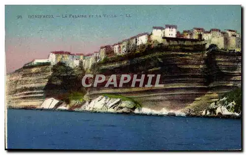 Cartes postales Corse Corsica Bonifacio La falaise et la ville