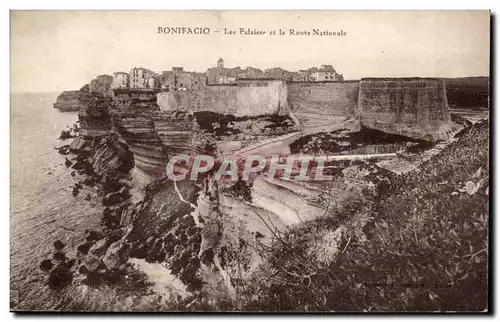 Ansichtskarte AK Corse Corsica Bonifacio Les falaises et la route nationale