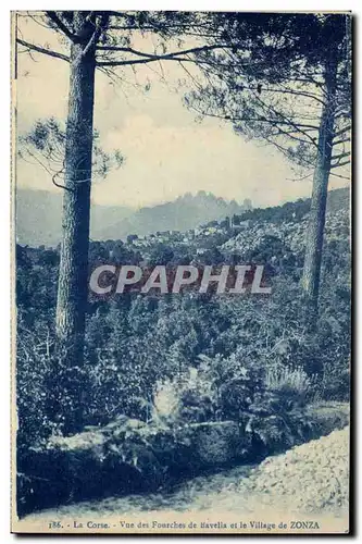 Cartes postales Corse Corsica Vue des Fourches de Bavella et le village de Zonza