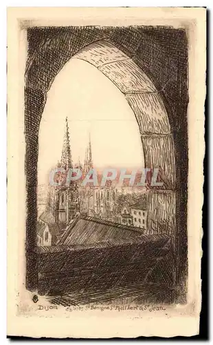 Dijon - Eglise St Benigne - St Philibert - St Jean - Illustration - Cartes postales