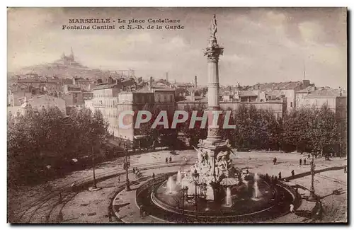 Marseille - La Place Castellanc - Fontaine Cantini - Notre Dame de la Garde - Ansichtskarte AK