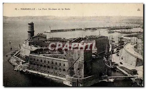 Marseille - Le Fort St Jean et la Rade - Ansichtskarte AK