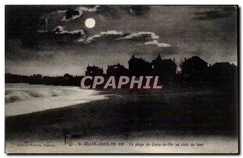 Ansichtskarte AK Saint Gilles Croix de Vie La plage au clair de lune