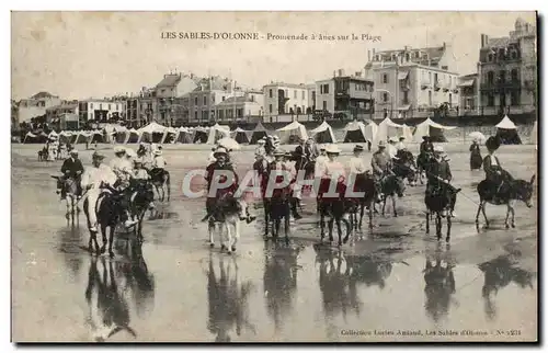 Cartes postales Les Sables d&#39olonne Promenade a anes sur la plage donkey