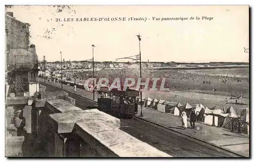 Cartes postales Les Sables d'olonne Vue panoramique de la plage Tramway
