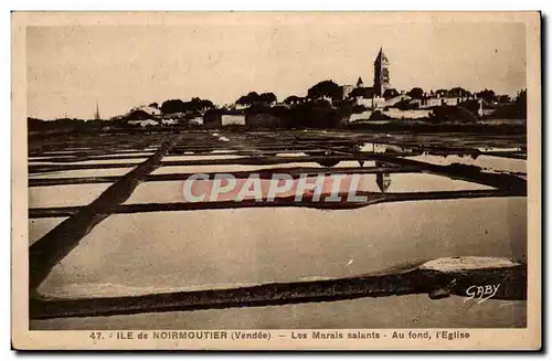 Cartes postales Noirmoutier Les marais salants Au fond l&#39eglise