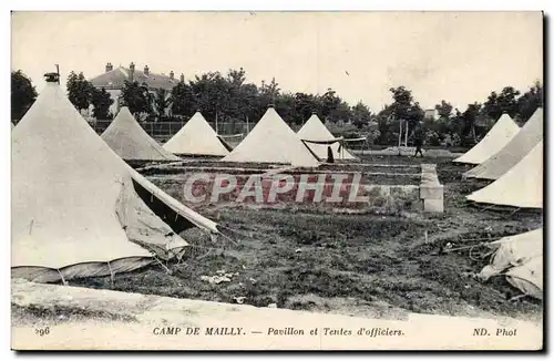 Cartes postales Militaria Camp de Mailly Pavillon et tentes d'officiers