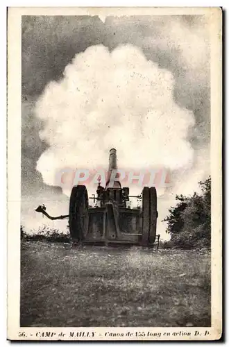 Cartes postales Militaria Camp de Mailly Canon de 155 en action