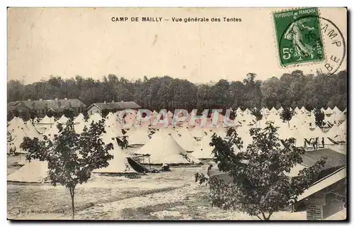 Cartes postales Militaria Camp de Mailly Vue generale des tentes