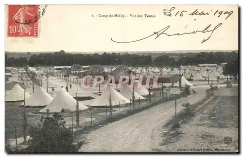Cartes postales Militaria Camp de Mailly Vue des tentes