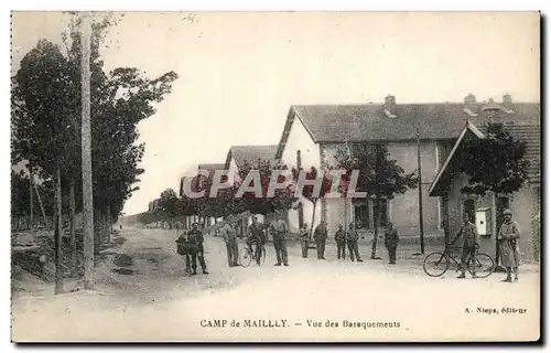 Cartes postales Militaria Camp de Mailly Vue des baraquements