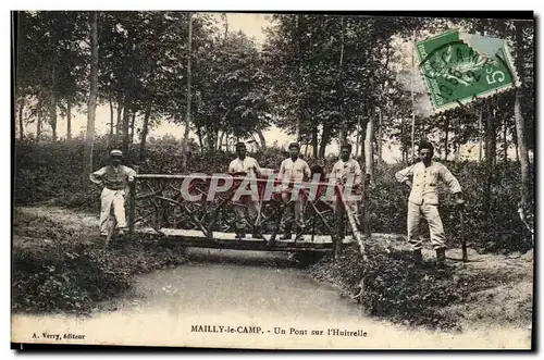 Cartes postales Militaria Mailly le Camp Un pont sur l'Huitrelle