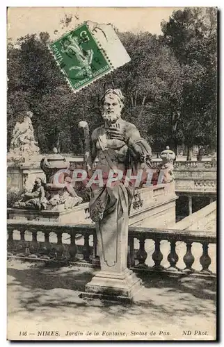 Cartes postales Nimes Jardin de la fontaine Statue de Pan