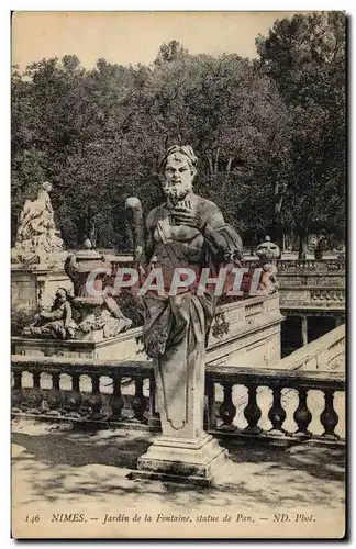 Cartes postales Nimes Le jardin de la fontaine Statue de Pan