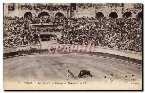 Cartes postales Nimes Les arenes Courses de taureaux