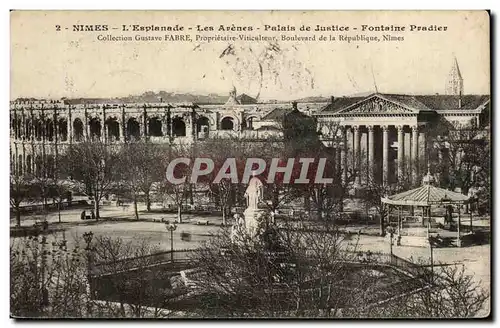 Ansichtskarte AK Nimes L&#39esplanade Les arenes Plais de justice Fontaine Pradier